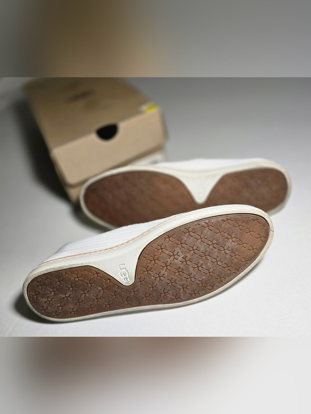 UGG Womens 8 In Box White Ribbed Slip-On Sammy Sneakers Ribbed Knit Texture - Picture 4 of 10